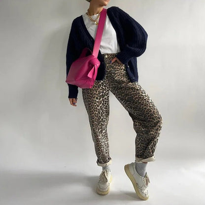 Damesbroek luipaardprint – Trendy broek met elastische taille en comfortabele pasvorm