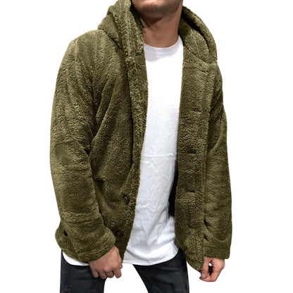 Heren Hoodie Mantel – Fluffy Warm Vest met Capuchon voor Koude Dagen