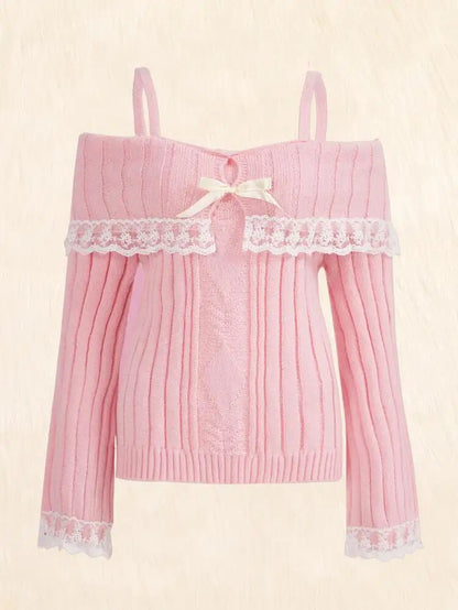 Off-shoulder trui dames – Kanten trui met off-shoulder design voor casual stijl
