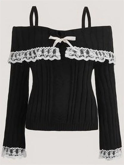 Off-shoulder trui dames – Kanten trui met off-shoulder design voor casual stijl