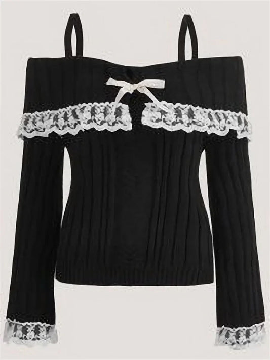 Off-shoulder trui dames – Kanten trui met off-shoulder design voor casual stijl