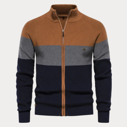 Heren Gebreide Vest – Patchwork-Kleur Trui voor Casual en Formele Gelegenheden