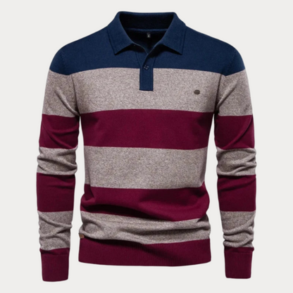 Herenpullover gestreept patroon – Comfortabele trui met kraag voor casual stijl