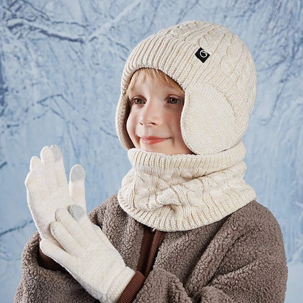 Kinderen Wintermuts Sjaal Handschoenen Oorwarmers Nekwarmer Set