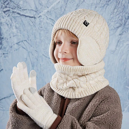 Kinderen Wintermuts Sjaal Handschoenen Oorwarmers Nekwarmer Set