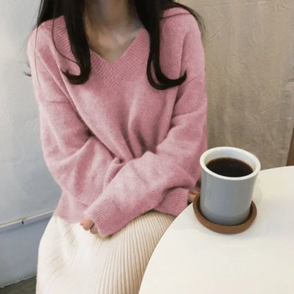Dames V-hals Trui Oversized – Comfortabele Trui voor Casual en Chic Outfits