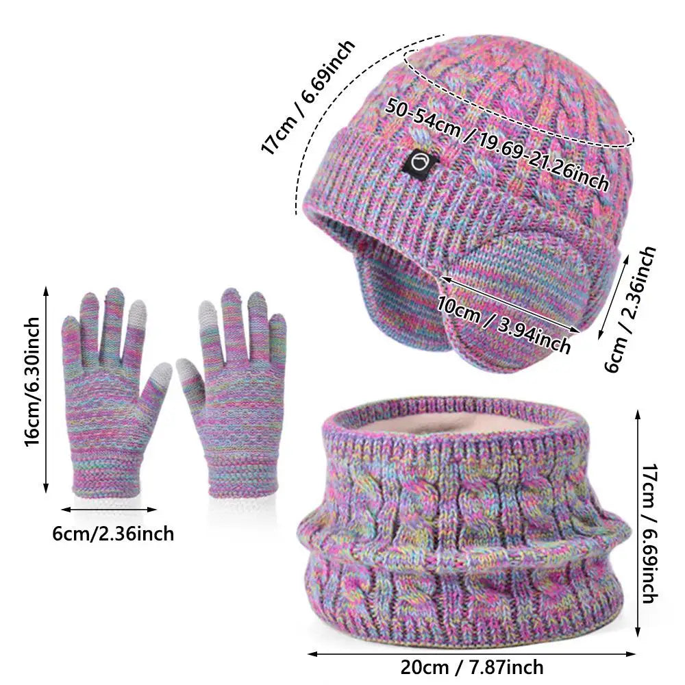 Kinderen Wintermuts Sjaal Handschoenen Oorwarmers Nekwarmer Set