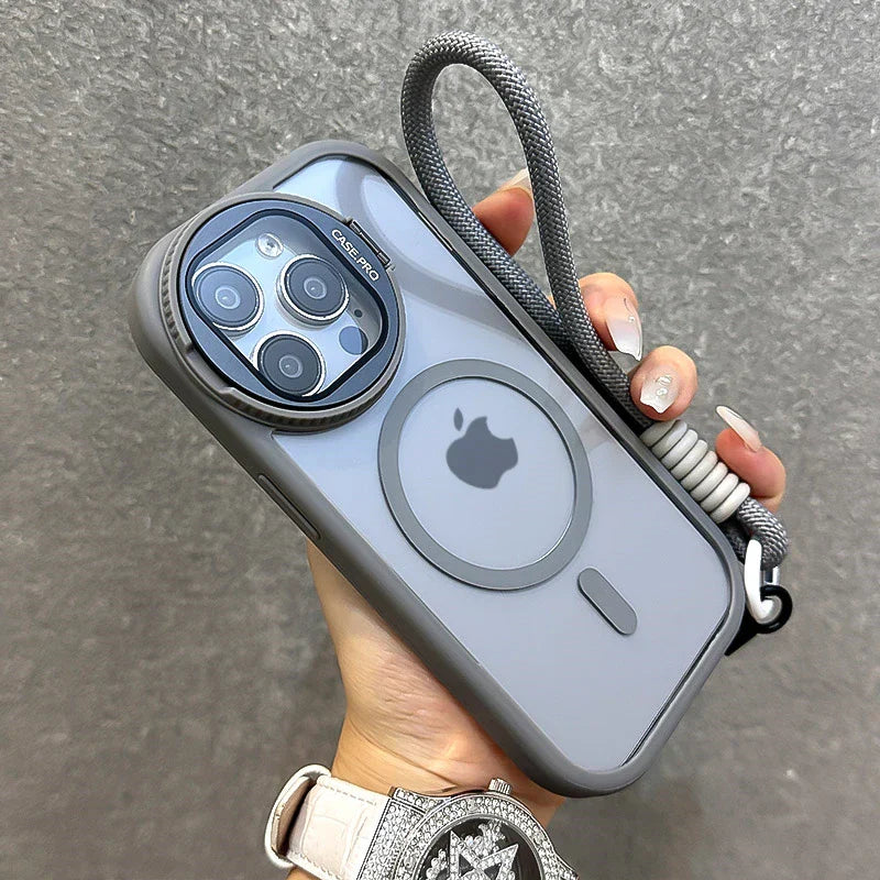 Vouwbare Lens Stand Magnetische Case voor iPhone 11 12 13 14 15 16 Pro Max