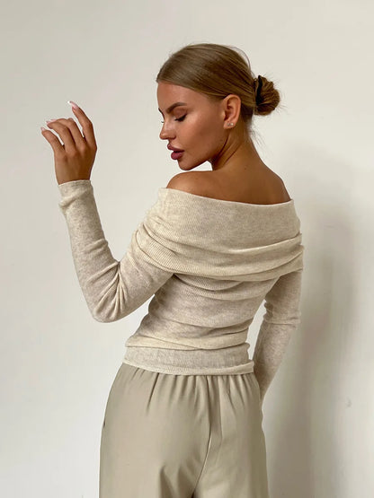 Off-shoulder Trui Dames – Elegante Trui met Losse Pasvorm voor Casual Outfit