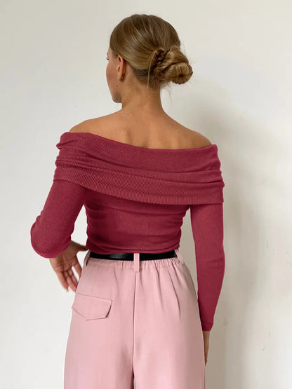 Off-shoulder Trui Dames – Elegante Trui met Losse Pasvorm voor Casual Outfit