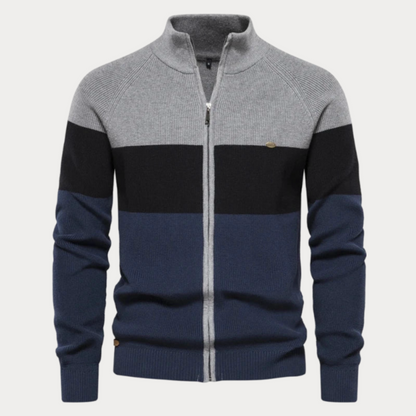 Heren Gebreide Vest – Patchwork-Kleur Trui voor Casual en Formele Gelegenheden