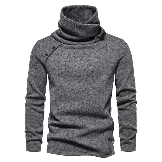 Rollneck trui heren – Knoopdesign trui van zachte stof voor casual stijl