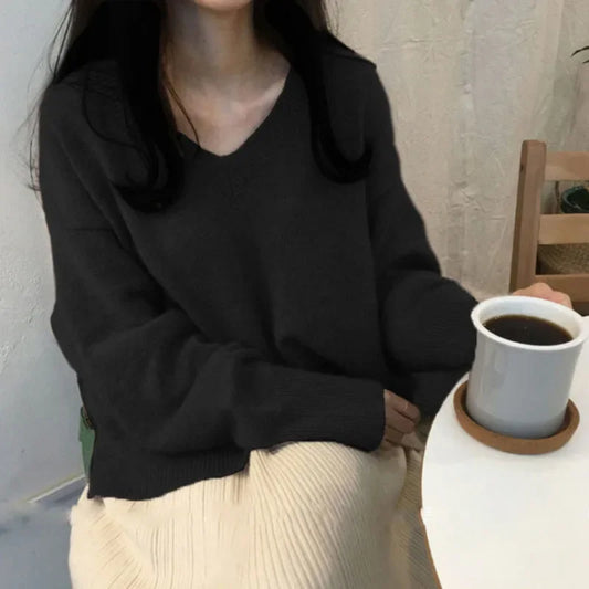 Dames V-hals Trui Oversized – Comfortabele Trui voor Casual en Chic Outfits