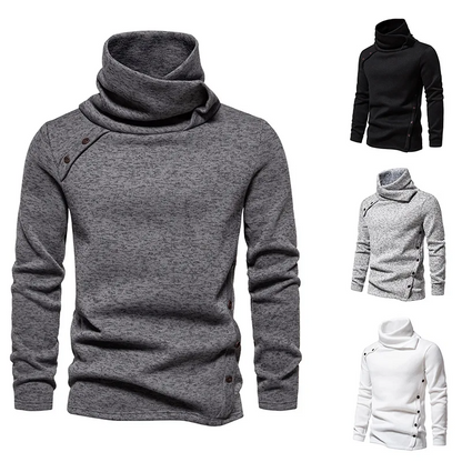 Rollneck trui heren – Knoopdesign trui van zachte stof voor casual stijl