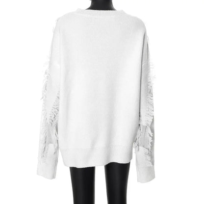 Trui oversized dames – Comfortabele trui met kwastjes voor casual stijl