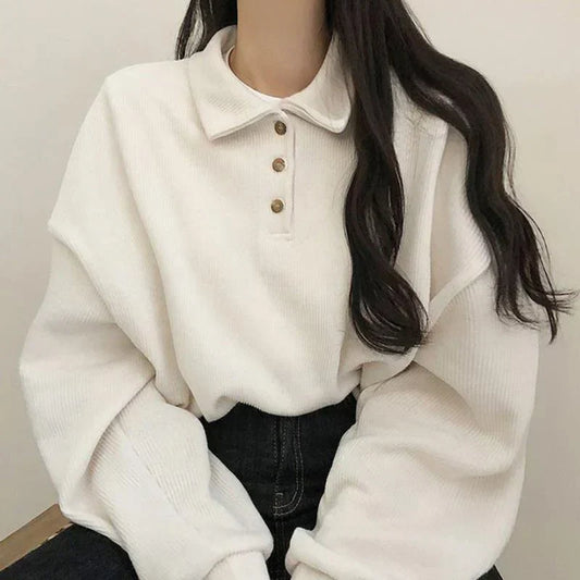 Langarmige damesblouse – Elegante blouse met kraag en comfortabele pasvorm