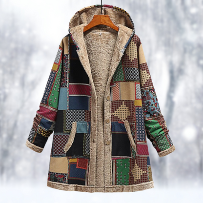 Dames Mantel – Patchwork Hoody voor Comfortabele Casual Look