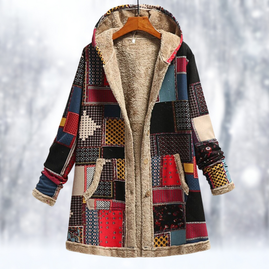 Dames Mantel – Patchwork Hoody voor Comfortabele Casual Look