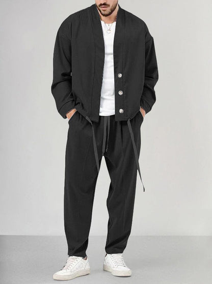 Broek met trekkoord heren – Comfortabele casual broek met knopen en stijl