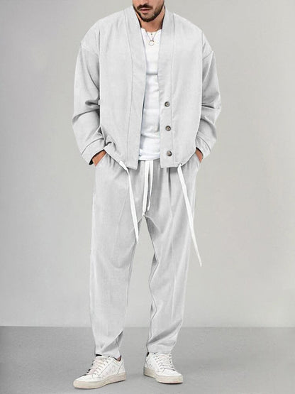 Broek met trekkoord heren – Comfortabele casual broek met knopen en stijl