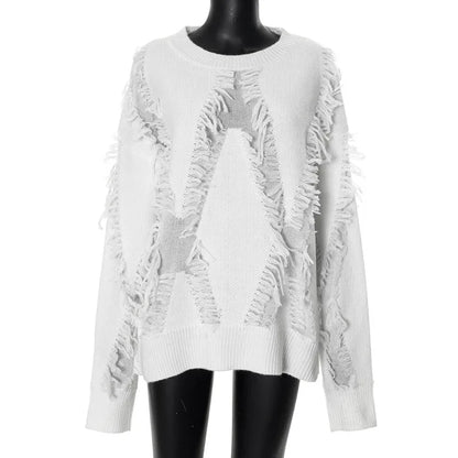 Trui oversized dames – Comfortabele trui met kwastjes voor casual stijl