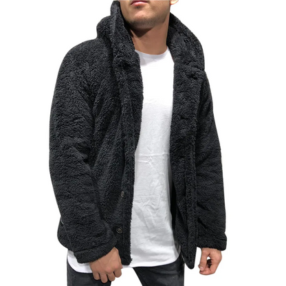 Heren Hoodie Mantel – Fluffy Warm Vest met Capuchon voor Koude Dagen