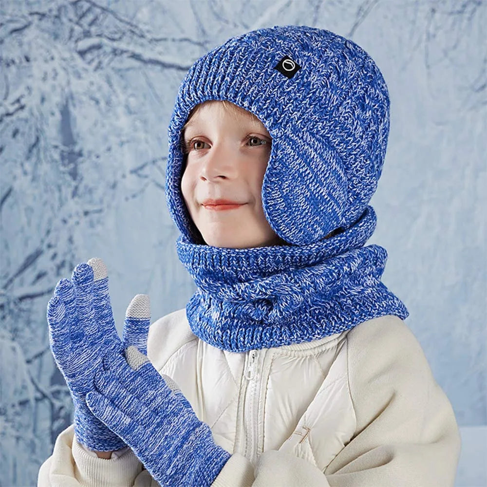 Kinderen Wintermuts Sjaal Handschoenen Oorwarmers Nekwarmer Set