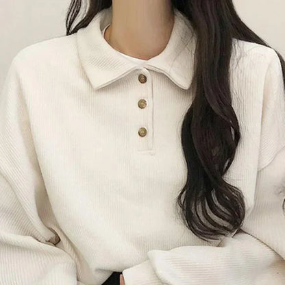 Langarmige damesblouse – Elegante blouse met kraag en comfortabele pasvorm