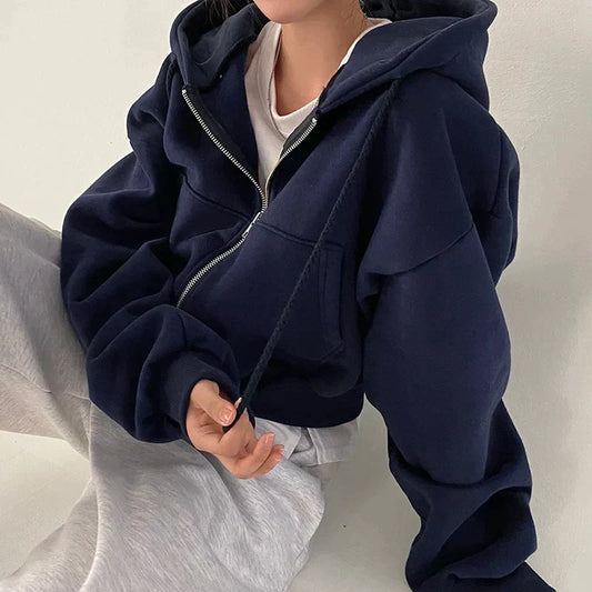 Hoodie Dames Oversized – Comfortabele Zip-Up Hoodie voor Vrije Tijd en Casual Stijl