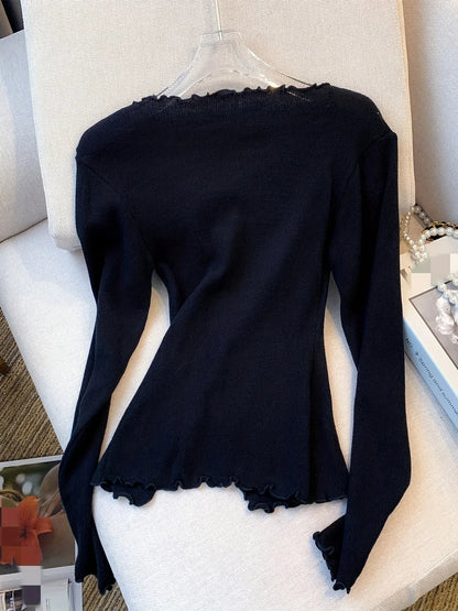Trui voor dames – Strik en knoop detail, stijlvolle en comfortabele trui