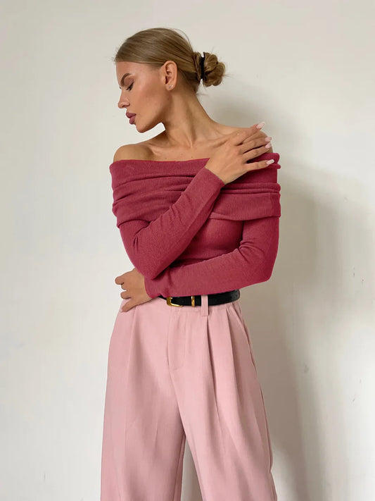 Off-shoulder Trui Dames – Elegante Trui met Losse Pasvorm voor Casual Outfit