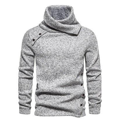 Rollneck trui heren – Knoopdesign trui van zachte stof voor casual stijl