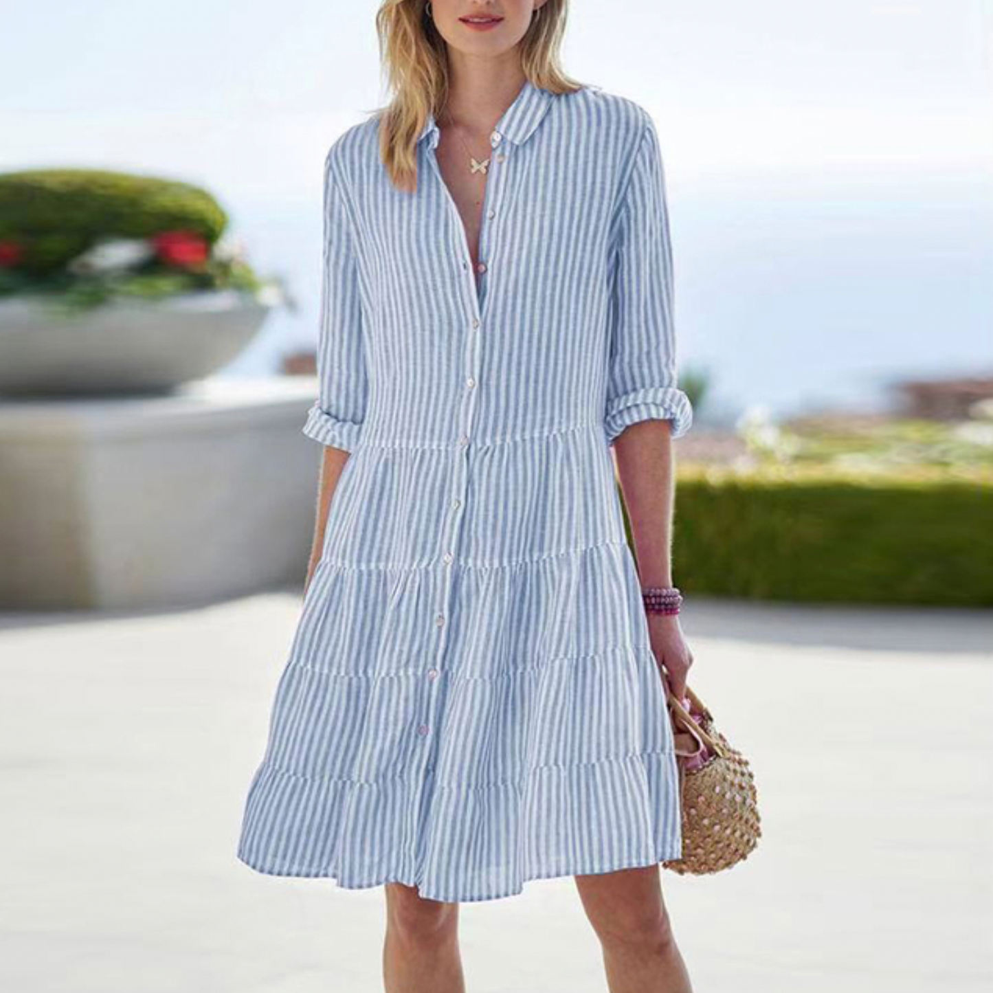 Gestreepte jurk dames – Elegante zomerjurk met mouwloze snit en comfortabele stof