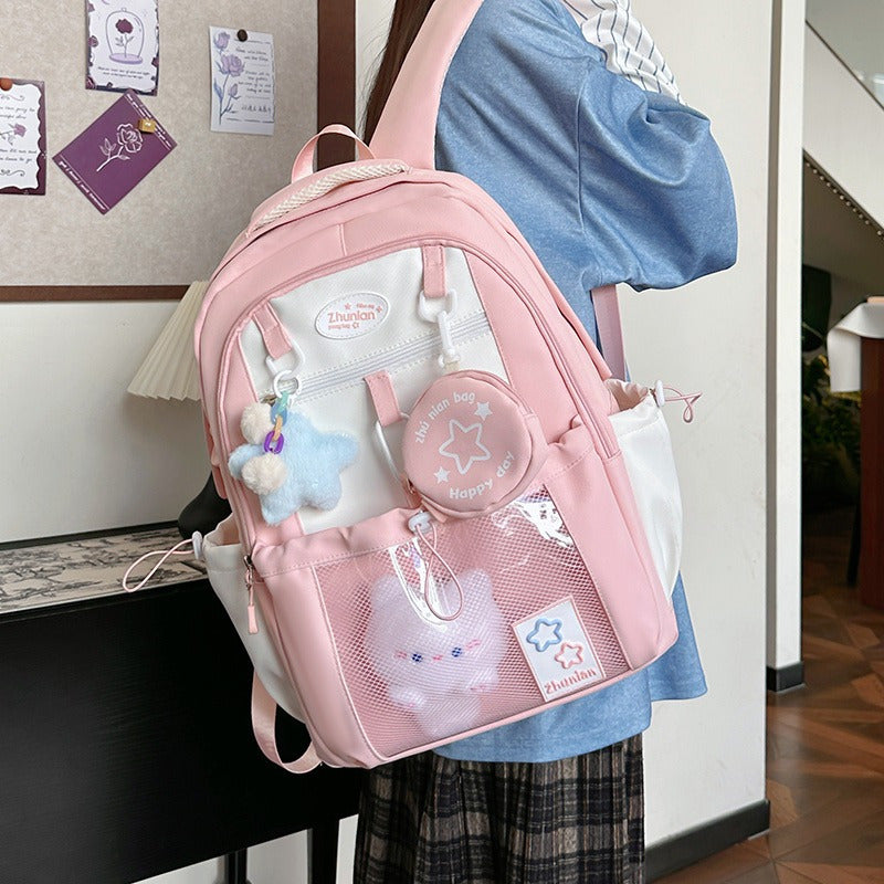 Schoolrugzak Meisjes met Konijn Charms en Verstelbare Bandjes