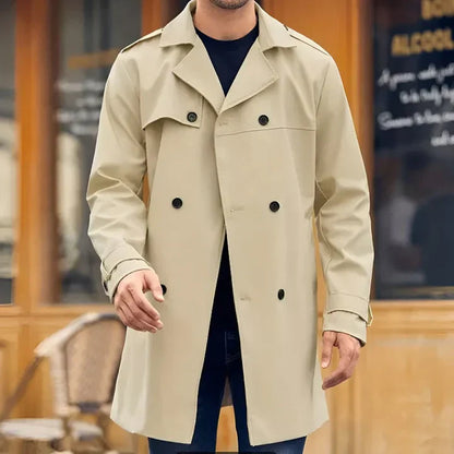 Trenchcoat Heren – Stijlvolle trenchcoat met reverskraag en luxe uitstraling