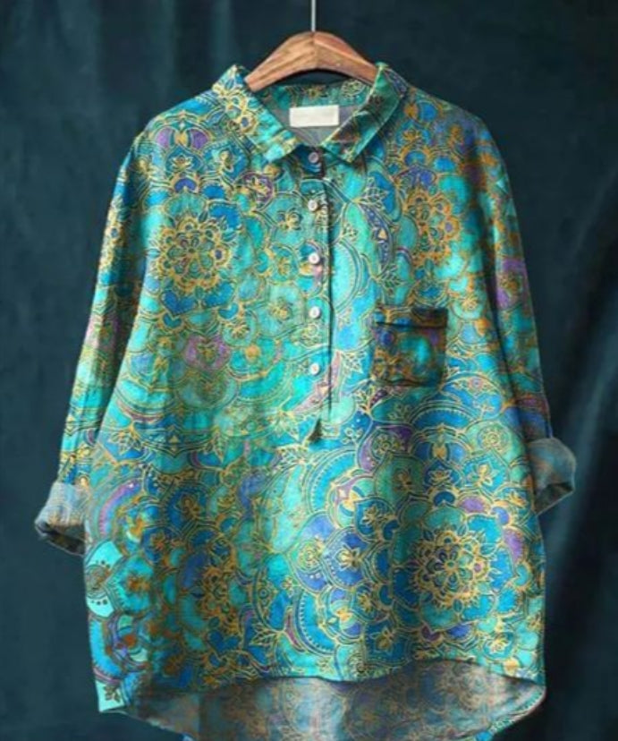 Zijde Blouse Dames – Chique Bloemenprint Blouse met Lange Mouwen en Elegante Pasvorm