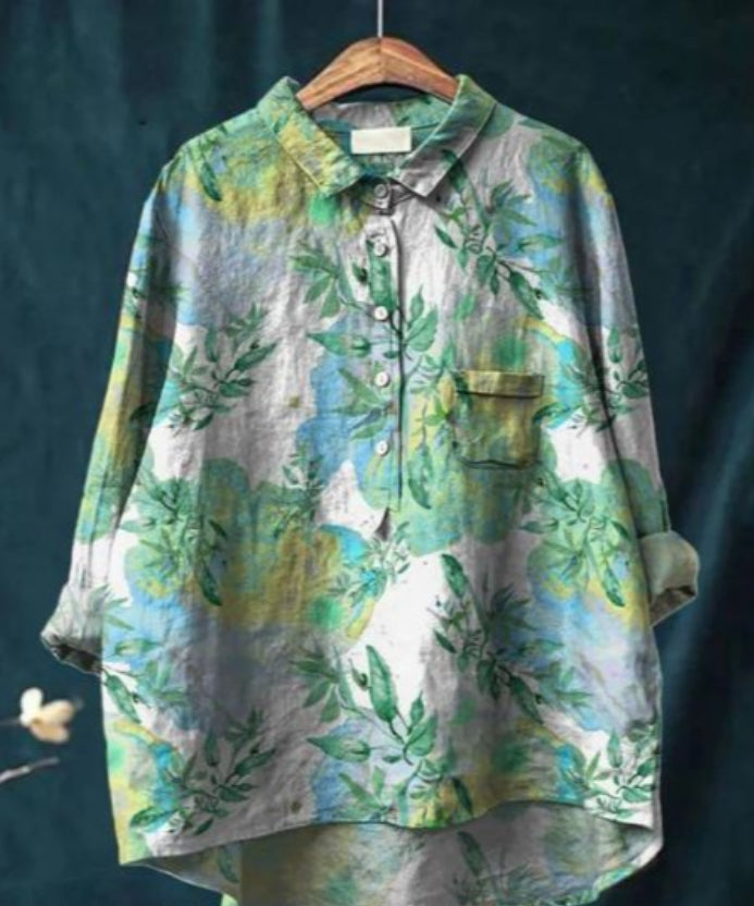 Zijde Blouse Dames – Chique Bloemenprint Blouse met Lange Mouwen en Elegante Pasvorm