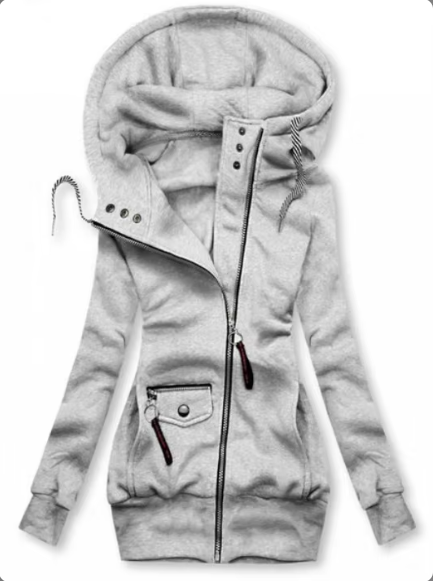 Lange damesjas met meerdere zakken