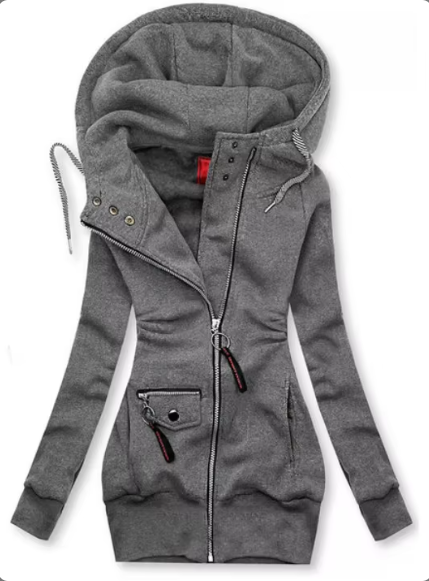 Lange damesjas met meerdere zakken