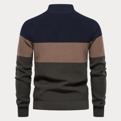 Heren Gebreide Vest – Patchwork-Kleur Trui voor Casual en Formele Gelegenheden