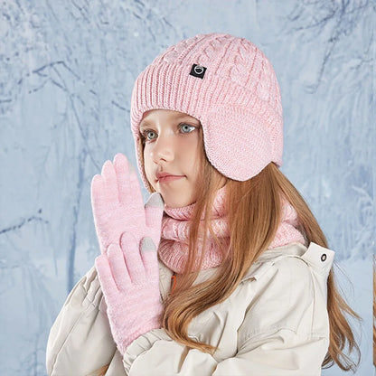 Kinderen Wintermuts Sjaal Handschoenen Oorwarmers Nekwarmer Set