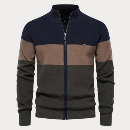 Heren Gebreide Vest – Patchwork-Kleur Trui voor Casual en Formele Gelegenheden