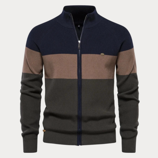 Heren Gebreide Vest – Patchwork-Kleur Trui voor Casual en Formele Gelegenheden