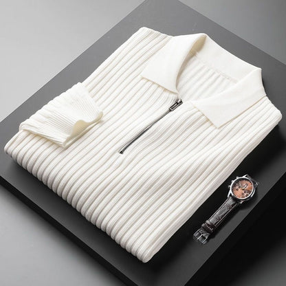 Polo-Pullover Heren – Comfortabele Rits Pullover van Katoen voor Casual Gebruik