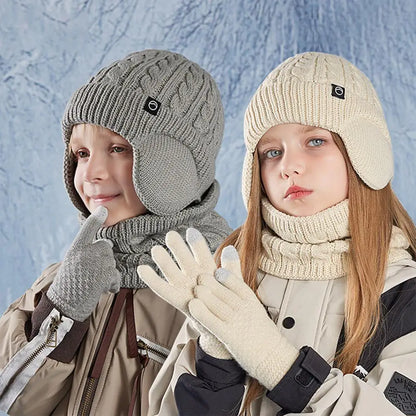 Kinderen Wintermuts Sjaal Handschoenen Oorwarmers Nekwarmer Set