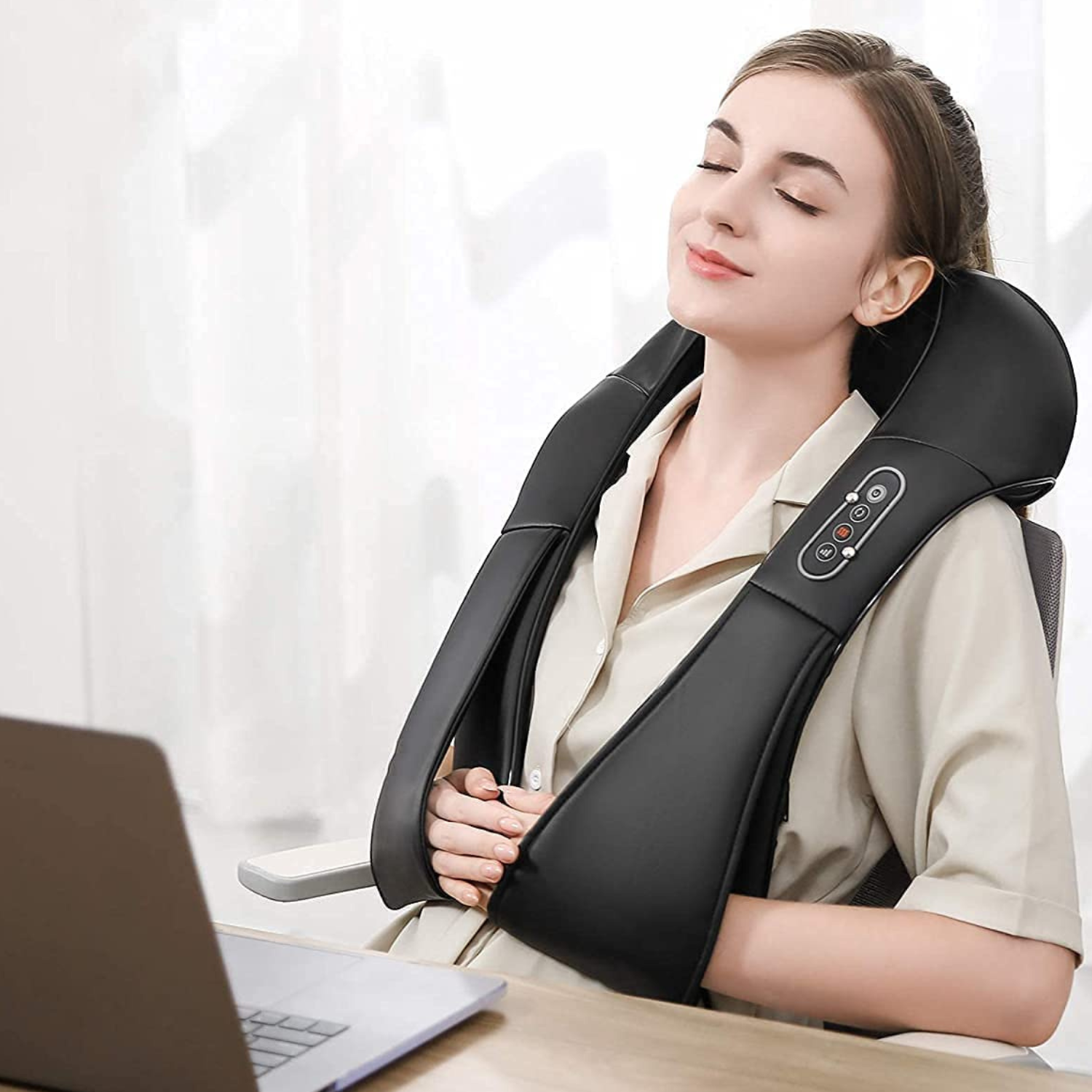 Shiatsu Nek- en Schouder Massager Verwarmd Diepe Weefsel Drukpunt