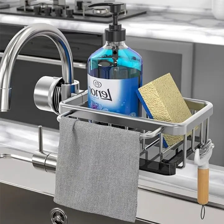 Spoelbak organizer voor kraan roestvrij compact praktisch