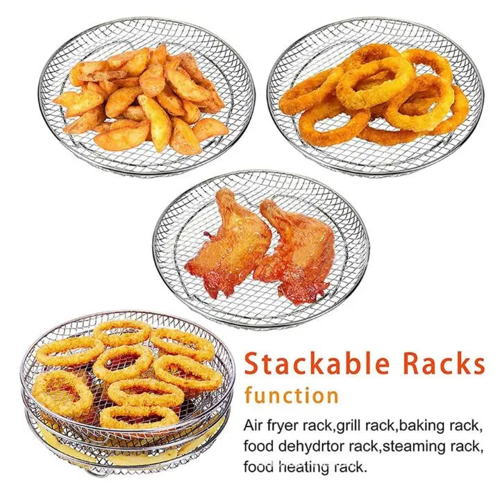 Stapelbaar RVS Airfryer Rek Set 3 Stuks