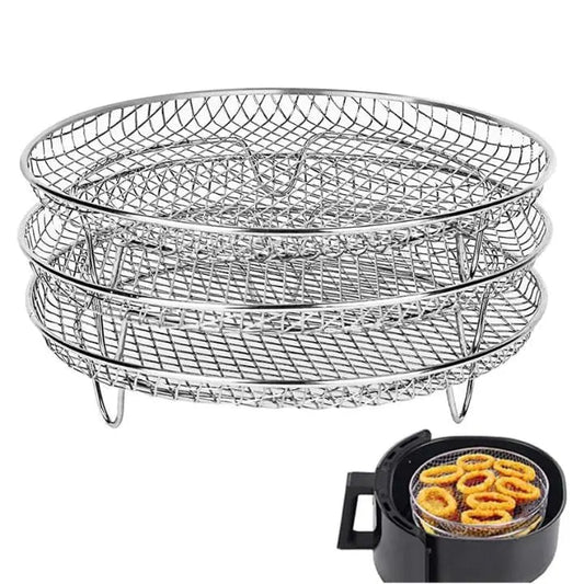 Stapelbaar RVS Airfryer Rek Set 3 Stuks