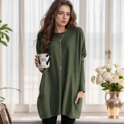 Lange Damestrui – Comfortabele trui met zijkanten voor dames, trendy en stijlvol